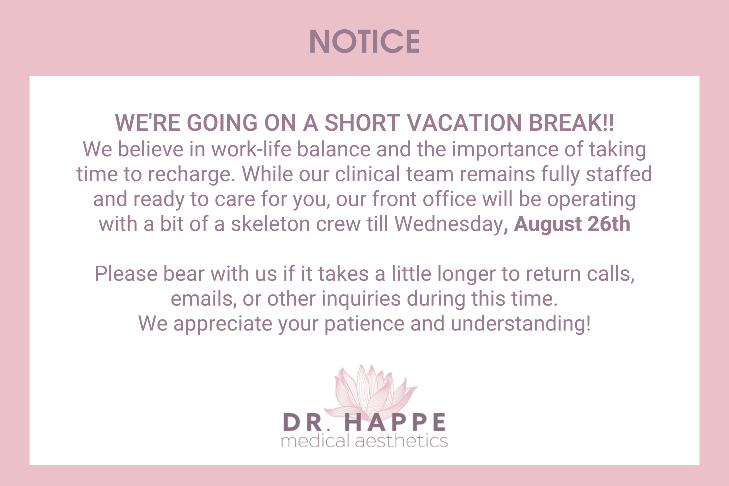 Holiday Notice